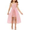 Haloumoning Girls Sequin Dress Kids Formal Sparkly One Shoulder Prom Party Dresses 4-14 Years(Pink)