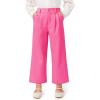 Haloumoning Girls Uniform Pants Kids High Waisted Wide Leg Dress Pants Casual Trousers with Pockets 5-14 Years(Hot Pink)
