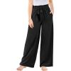 Haloumoning Girls Wide Leg Pants High Elastic Smocked Waist Casual Flowy Cute Long Trousers(Black)
