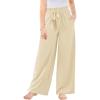 Haloumoning Girls Wide Leg Pants High Elastic Smocked Waist Casual Flowy Cute Long Trousers(Khaki)
