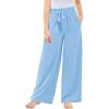 Haloumoning Girls Wide Leg Pants High Elastic Smocked Waist Casual Flowy Cute Long Trousers(Light Blue)
