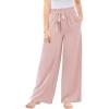 Haloumoning Girls Wide Leg Pants High Elastic Smocked Waist Casual Flowy Cute Long Trousers(Pink)