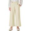 Haloumoning Girls Wide Leg Pants Kids Fashion Elastic Waist Front Button Trousers with Pockets 5-14 Years(Light Khaki)