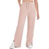 Haloumoning Girls Wide Leg Yoga Pants Kids Dry Fit Drawstring Side Slit Trouser Pants 5-14 Years(Pink)