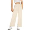 Kids Girls High Waist Wide Leg School Uniform Pants 5-14 Years(Beige)