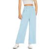 Kids Girls High Waist Wide Leg School Uniform Pants 5-14 Years(Blue)