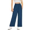 Kids Girls High Waist Wide Leg School Uniform Pants 5-14 Years(Navy)