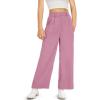 Kids Girls High Waist Wide Leg School Uniform Pants 5-14 Years(Rose Red)