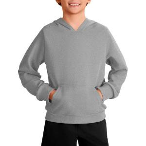 Haloumoning Boys Fashion Hoodies Kids Long Sleeve Hooded Sweatshirts with Kangaroo Pocket 5-14 Years(Grey)