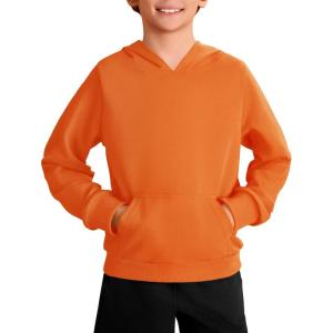 Haloumoning Boys Fashion Hoodies Kids Long Sleeve Hooded Sweatshirts with Kangaroo Pocket 5-14 Years(Orange)