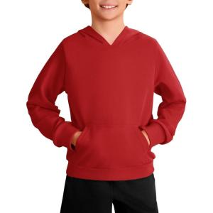 Haloumoning Boys Fashion Hoodies Kids Long Sleeve Hooded Sweatshirts with Kangaroo Pocket 5-14 Years(Red)