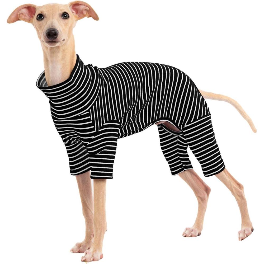 image:imageDog Sweaters for Small Dogs Girls Boys Striped Pet Sweaters for Fall Winter Dog Clothes Turtleneck Pullover Knitwear for Small Medium Large DogsBlack