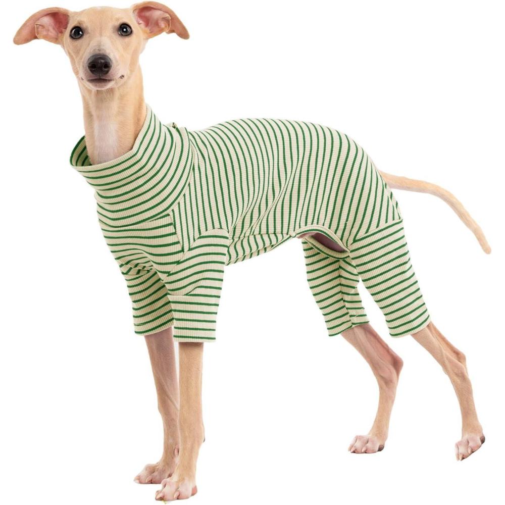 image:imageDog Sweaters for Small Dogs Girls Boys Striped Pet Sweaters for Fall Winter Dog Clothes Turtleneck Pullover Knitwear for Small Medium Large DogsLight Green