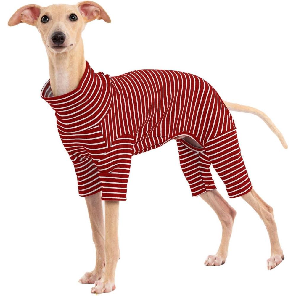 image:imageDog Sweaters for Small Dogs Girls Boys Striped Pet Sweaters for Fall Winter Dog Clothes Turtleneck Pullover Knitwear for Small Medium Large DogsRed