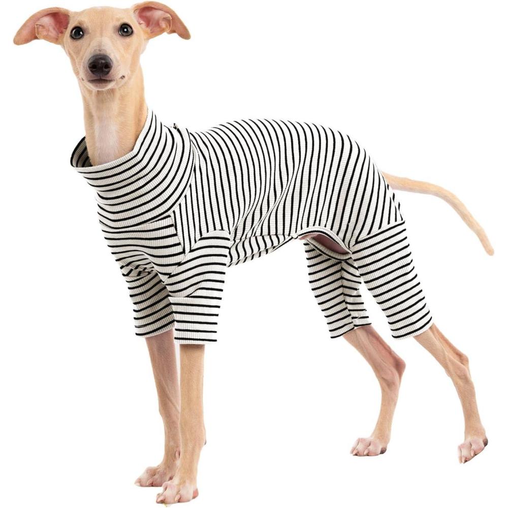 image:imageDog Sweaters for Small Dogs Girls Boys Striped Pet Sweaters for Fall Winter Dog Clothes Turtleneck Pullover Knitwear for Small Medium Large DogsWhite