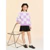 Girls Sweaters Kids Fashion Plaid Mock Neck Pullover Sweater Tops 5-14 Years(Purple)