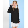 Girls Thumb Holes Long Sleeve Shirts Kids Crewneck Hem Loose Tunic Tops 5-14 Years(Black)