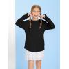 Girls Thumb Holes Long Sleeve Shirts Kids Crewneck Hem Loose Tunic Tops 5-14 Years(Black)
