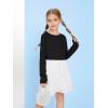 Girls Thumb Holes Long Sleeve Shirts Kids Crewneck Hem Loose Tunic Tops 5-14 Years(Black)