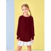 Girls Thumb Holes Long Sleeve Shirts Kids Crewneck Hem Loose Tunic Tops 5-14 Years(Burgundy)