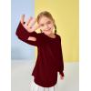 Girls Thumb Holes Long Sleeve Shirts Kids Crewneck Hem Loose Tunic Tops 5-14 Years(Burgundy)