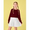 Girls Thumb Holes Long Sleeve Shirts Kids Crewneck Hem Loose Tunic Tops 5-14 Years(Burgundy)