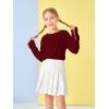 Girls Thumb Holes Long Sleeve Shirts Kids Crewneck Hem Loose Tunic Tops 5-14 Years(Burgundy)