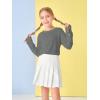 Girls Thumb Holes Long Sleeve Shirts Kids Crewneck Hem Loose Tunic Tops 5-14 Years(Gray)
