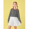 Girls Thumb Holes Long Sleeve Shirts Kids Crewneck Hem Loose Tunic Tops 5-14 Years(Gray)