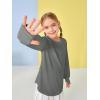 Girls Thumb Holes Long Sleeve Shirts Kids Crewneck Hem Loose Tunic Tops 5-14 Years(Gray)