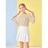 Girls Thumb Holes Long Sleeve Shirts Kids Crewneck Hem Loose Tunic Tops 5-14 Years(Khaki)