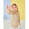 Girls Thumb Holes Long Sleeve Shirts Kids Crewneck Hem Loose Tunic Tops 5-14 Years(Khaki)