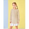 Girls Thumb Holes Long Sleeve Shirts Kids Crewneck Hem Loose Tunic Tops 5-14 Years(Khaki)