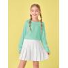 Girls Thumb Holes Long Sleeve Shirts Kids Crewneck Hem Loose Tunic Tops 5-14 Years(Light Green)