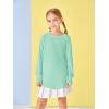 Girls Thumb Holes Long Sleeve Shirts Kids Crewneck Hem Loose Tunic Tops 5-14 Years(Light Green)