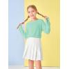 Girls Thumb Holes Long Sleeve Shirts Kids Crewneck Hem Loose Tunic Tops 5-14 Years(Light Green)