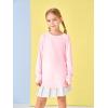 Girls Thumb Holes Long Sleeve Shirts Kids Crewneck Hem Loose Tunic Tops 5-14 Years(Pink)
