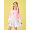 Girls Thumb Holes Long Sleeve Shirts Kids Crewneck Hem Loose Tunic Tops 5-14 Years(Pink)