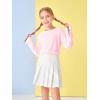 Girls Thumb Holes Long Sleeve Shirts Kids Crewneck Hem Loose Tunic Tops 5-14 Years(Pink)