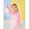 Girls Thumb Holes Long Sleeve Shirts Kids Crewneck Hem Loose Tunic Tops 5-14 Years(Pink)