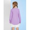 Girls Thumb Holes Long Sleeve Shirts Kids Crewneck Hem Loose Tunic Tops 5-14 Years(Purple)