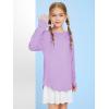 Girls Thumb Holes Long Sleeve Shirts Kids Crewneck Hem Loose Tunic Tops 5-14 Years(Purple)