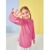 Girls Thumb Holes Long Sleeve Shirts Kids Crewneck Hem Loose Tunic Tops 5-14 Years(Rose Red)