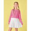 Girls Thumb Holes Long Sleeve Shirts Kids Crewneck Hem Loose Tunic Tops 5-14 Years(Rose Red)