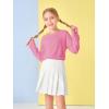Girls Thumb Holes Long Sleeve Shirts Kids Crewneck Hem Loose Tunic Tops 5-14 Years(Rose Red)