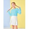 Girls Thumb Holes Long Sleeve Shirts Kids Crewneck Hem Loose Tunic Tops 5-14 Years(Sky Blue)