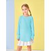 Girls Thumb Holes Long Sleeve Shirts Kids Crewneck Hem Loose Tunic Tops 5-14 Years(Sky Blue)