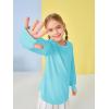 Girls Thumb Holes Long Sleeve Shirts Kids Crewneck Hem Loose Tunic Tops 5-14 Years(Sky Blue)