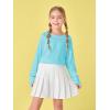 Girls Thumb Holes Long Sleeve Shirts Kids Crewneck Hem Loose Tunic Tops 5-14 Years(Sky Blue)