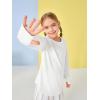 Girls Thumb Holes Long Sleeve Shirts Kids Crewneck Hem Loose Tunic Tops 5-14 Years(White)